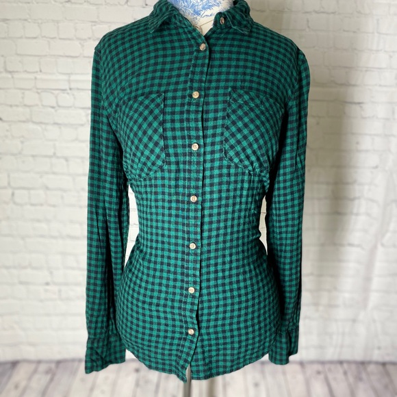 Green plaid button up - Picture 3 of 3
